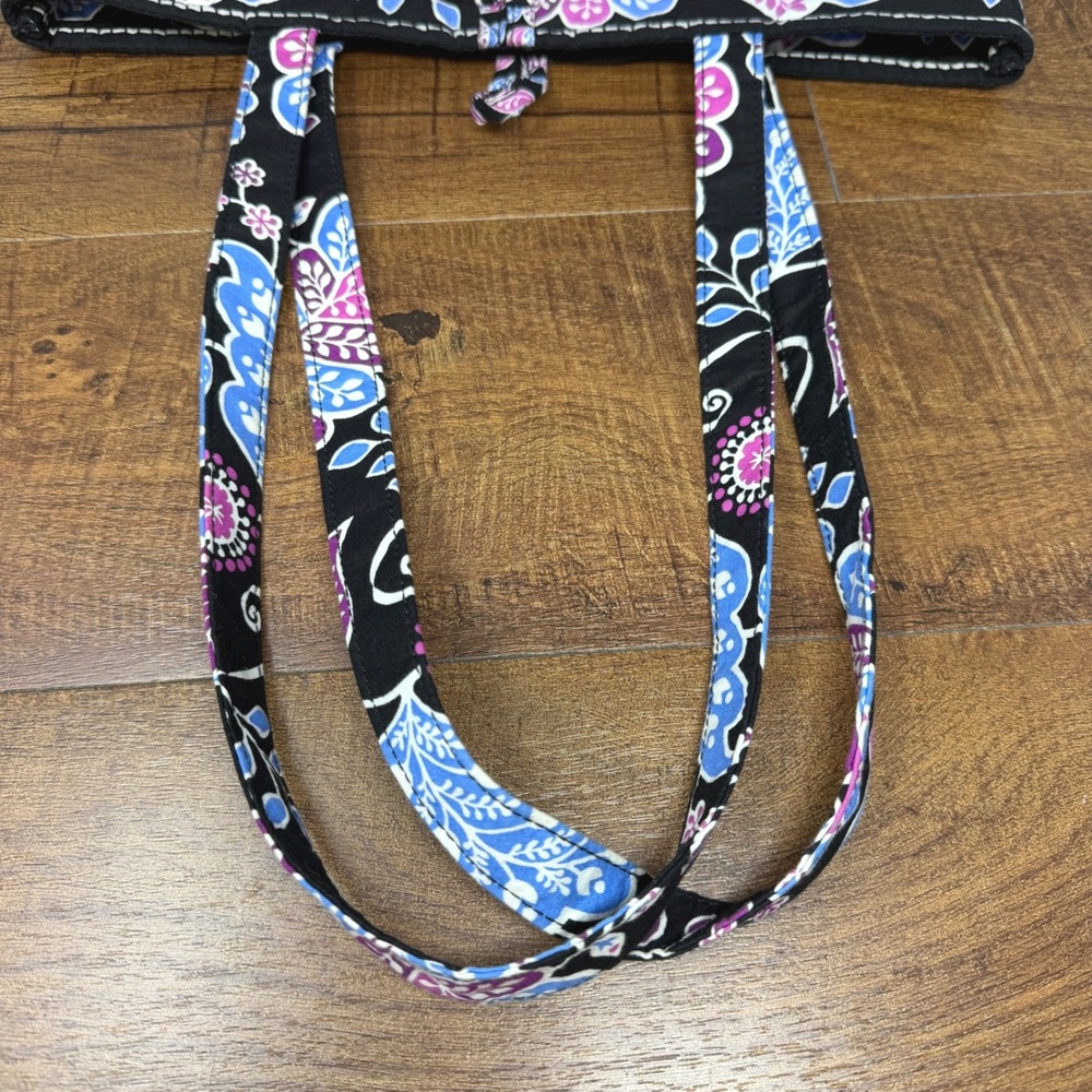 Vera Bradley Alpine Floral Quilted Tote Bag Monogram NPM Blue Purple Plaid - Picture 6 of 14
